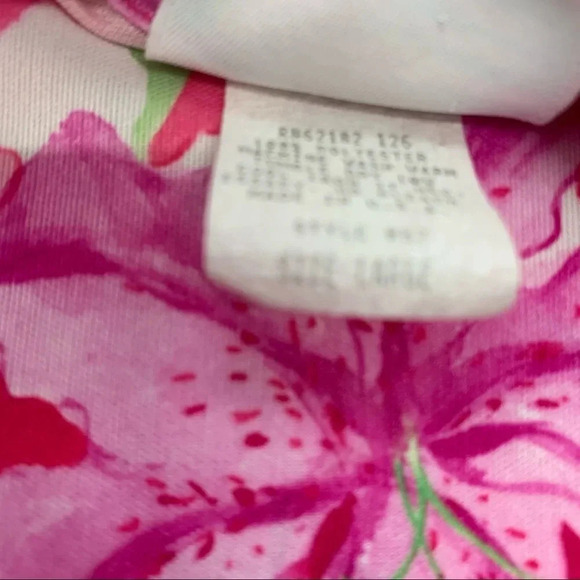 Vintage Pink Floral Blouse Large‎ Pop Over  Waist Tie Office Boho Classic USA - Picture 8 of 9